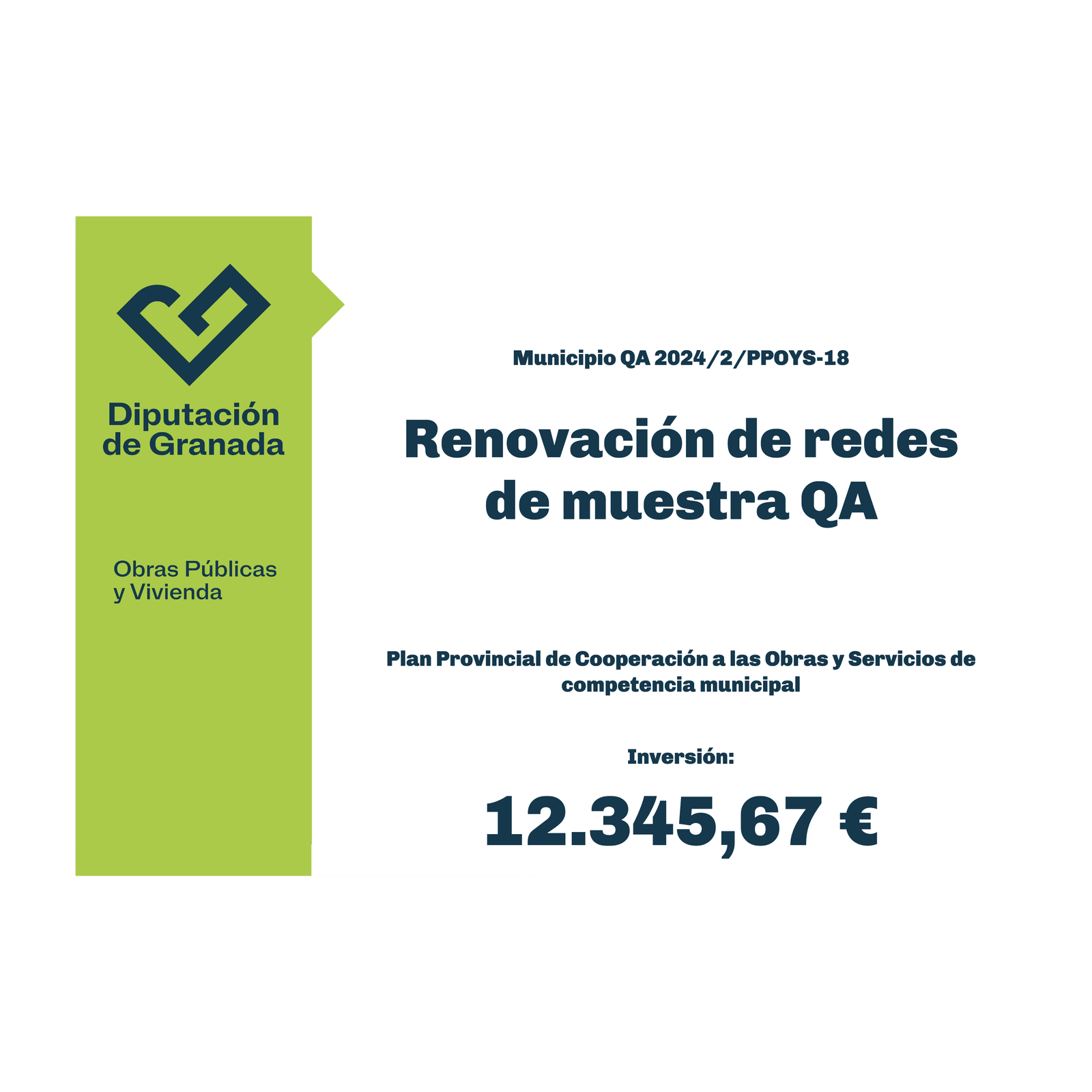 Cartel de obra de los planes provinciales de la Diputación de Granada