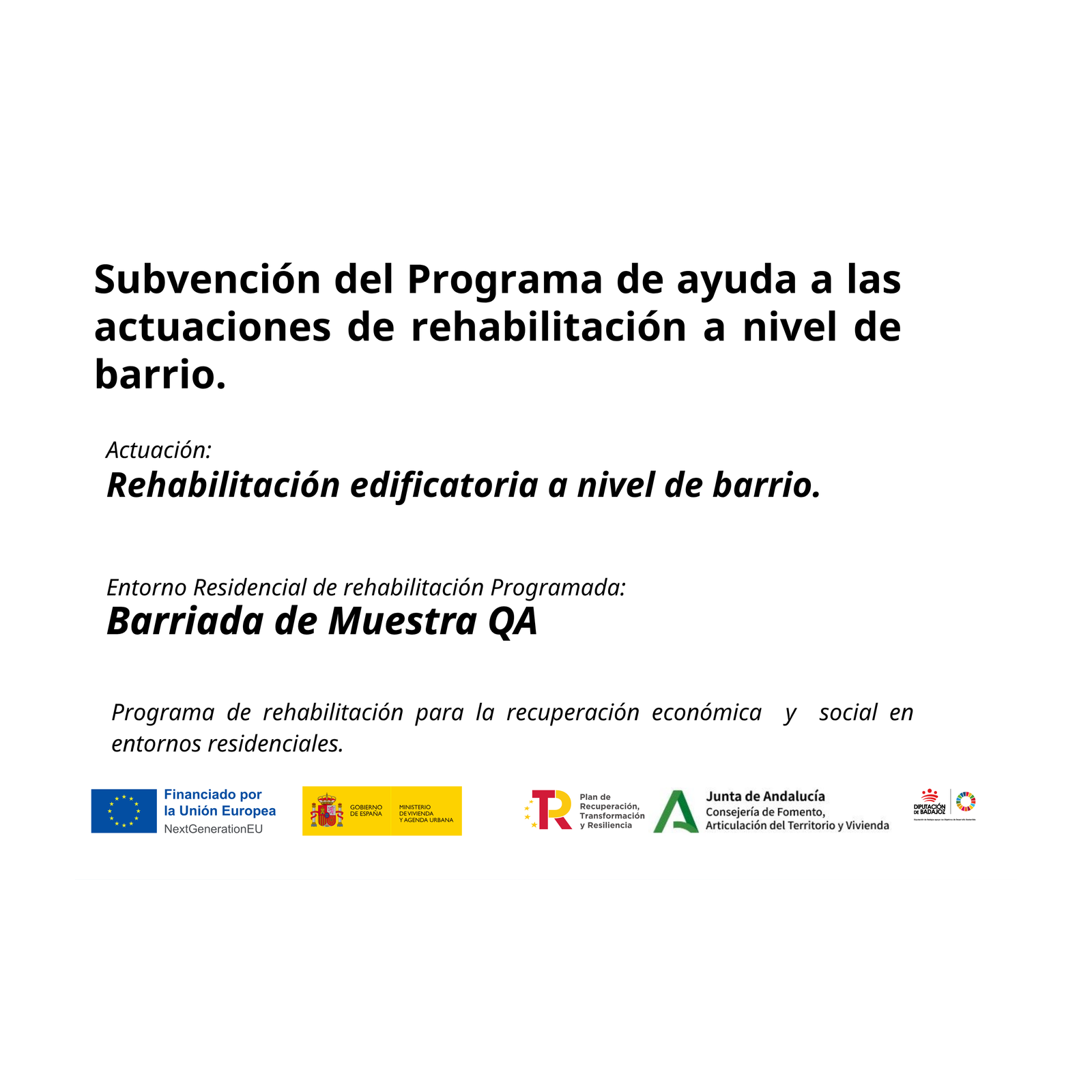 Placa permanente ERRP Modelo I · Rehabilitación edificatoria (Andalucía)