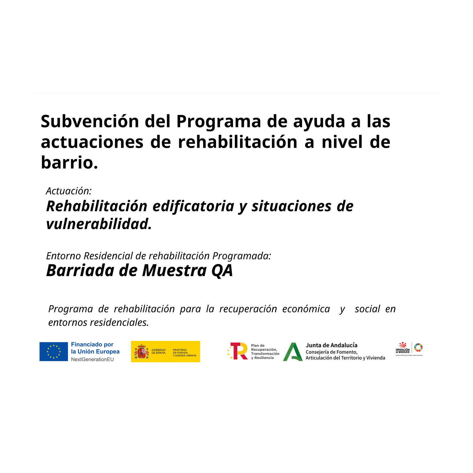 Placa permanente ERRP Modelo II · Rehabilitación y vulnerabilidad (Andalucía)