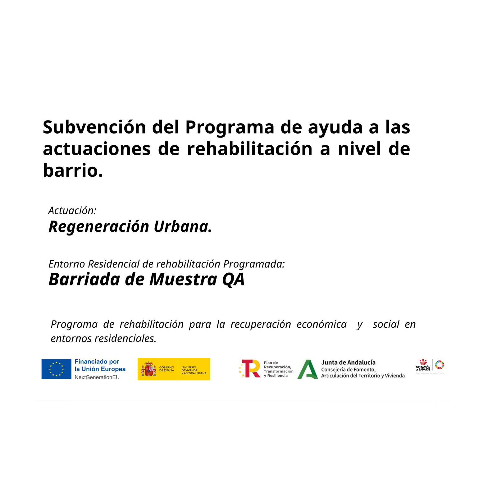 Placa permanente ERRP Modelo III · Regeneración urbana (Andalucía)