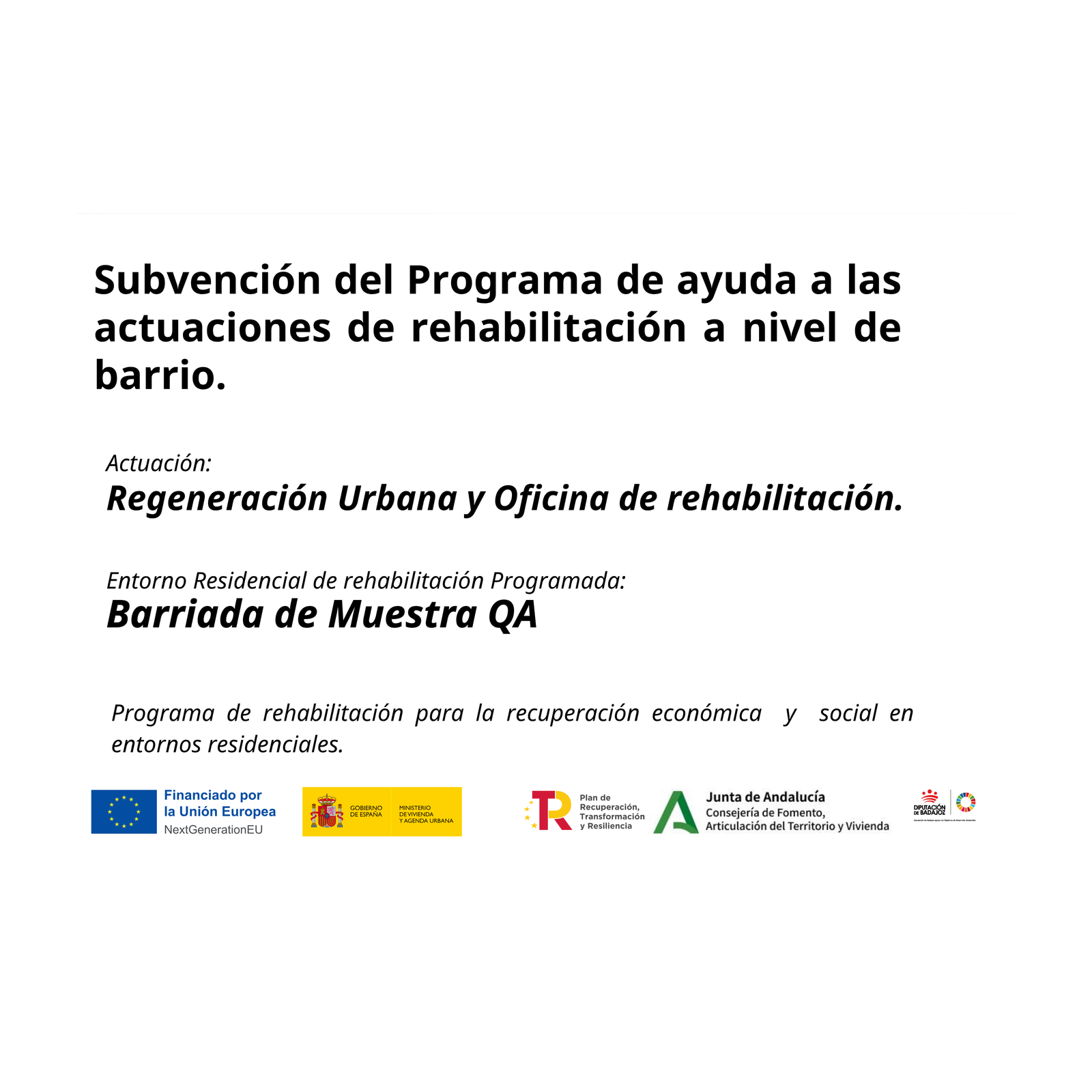 Placa permanente ERRP Modelo IV · Regeneración urbana y oficina (Andalucía)