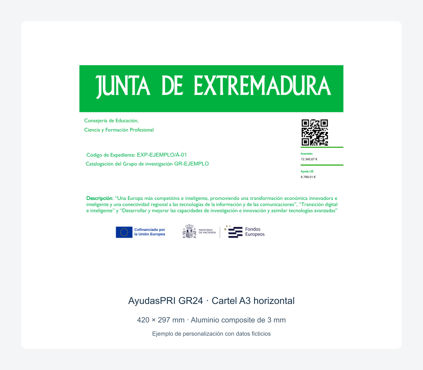 Ejemplo contextual de Cartel GR24 para grupos de investigación Extremadura 2024