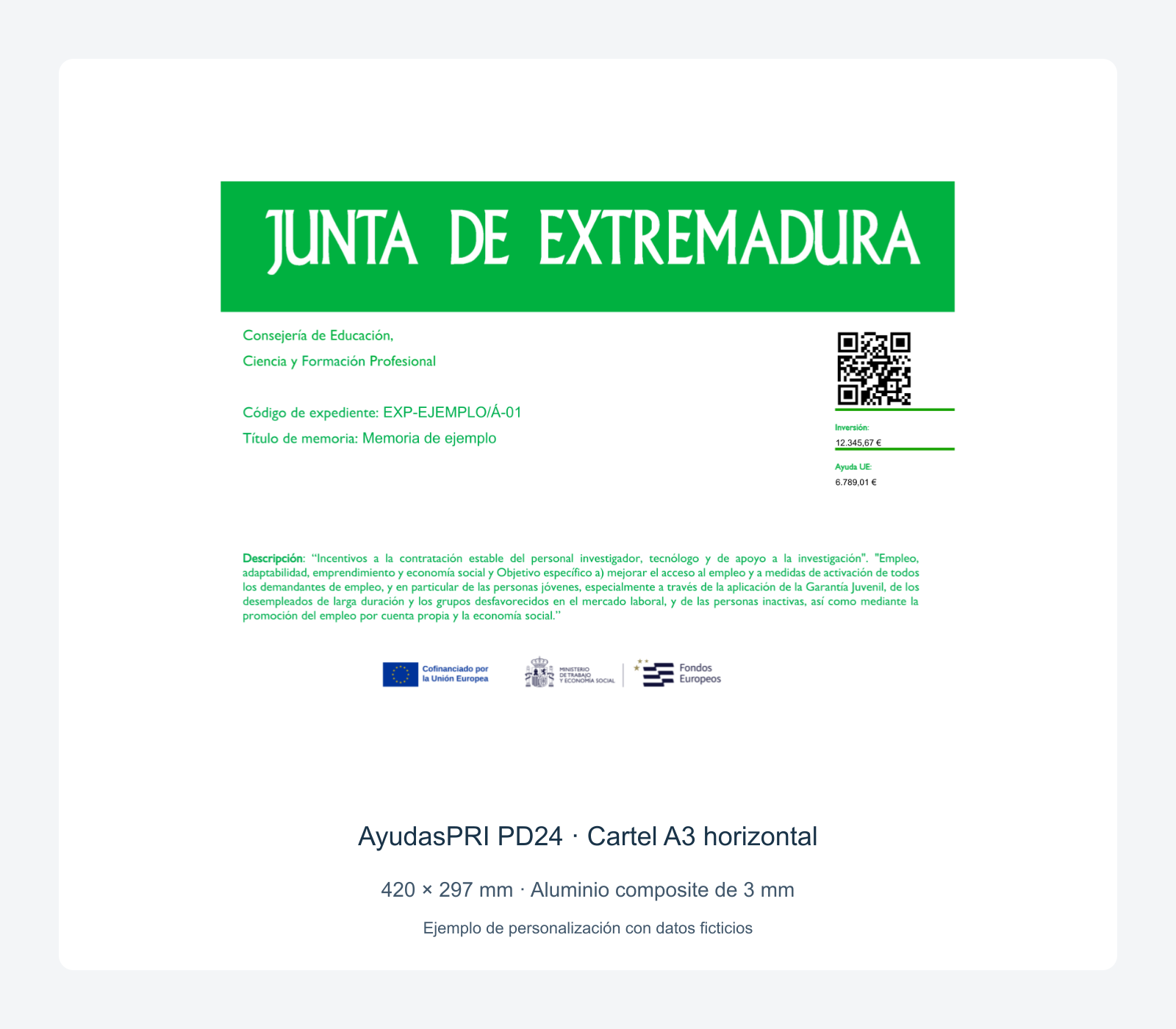 Ejemplo contextual de Cartel PD24 para ayudas predoctorales Extremadura 2024