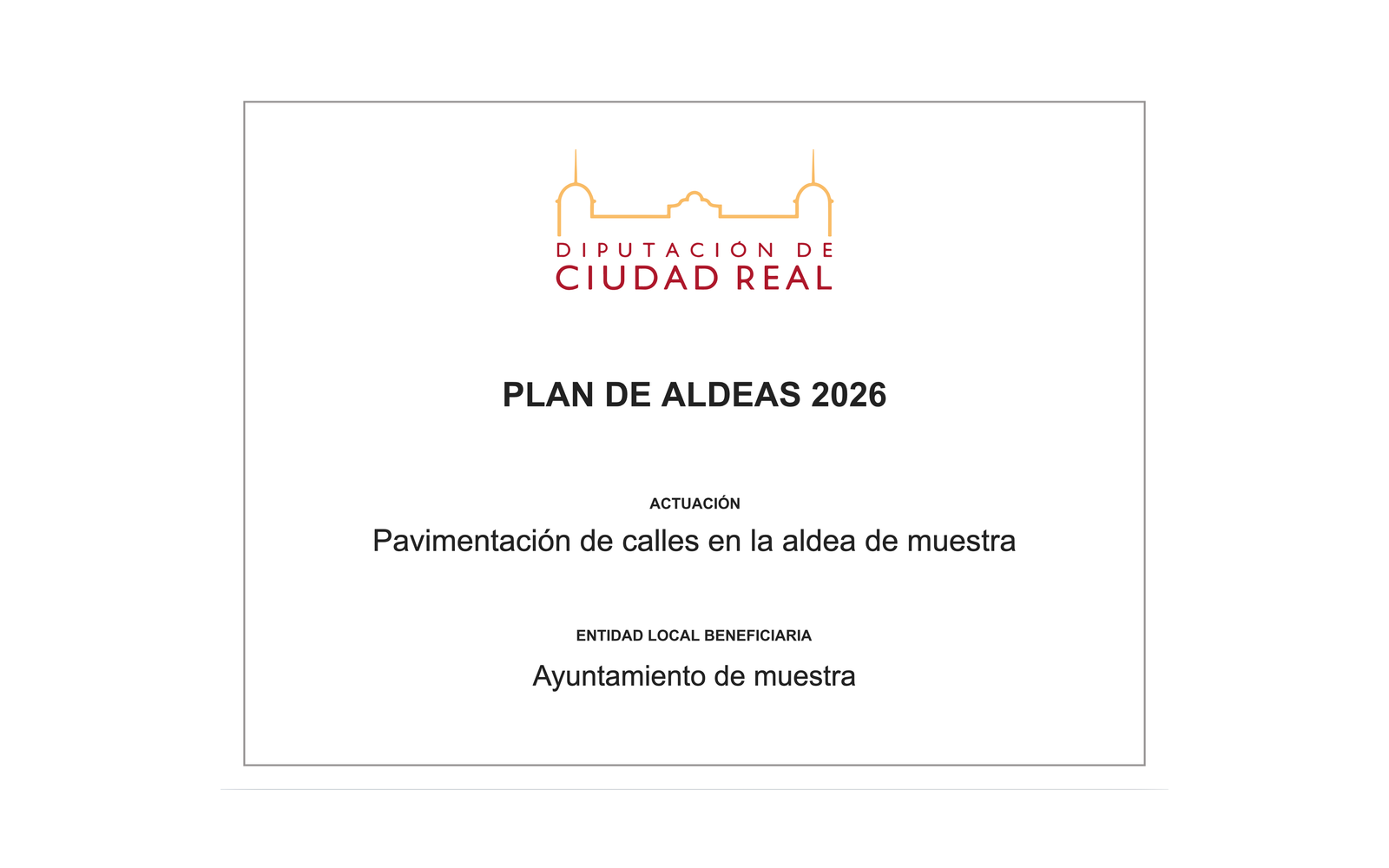 Ejemplo contextual de Cartel Plan de Aldeas de Ciudad Real 2026