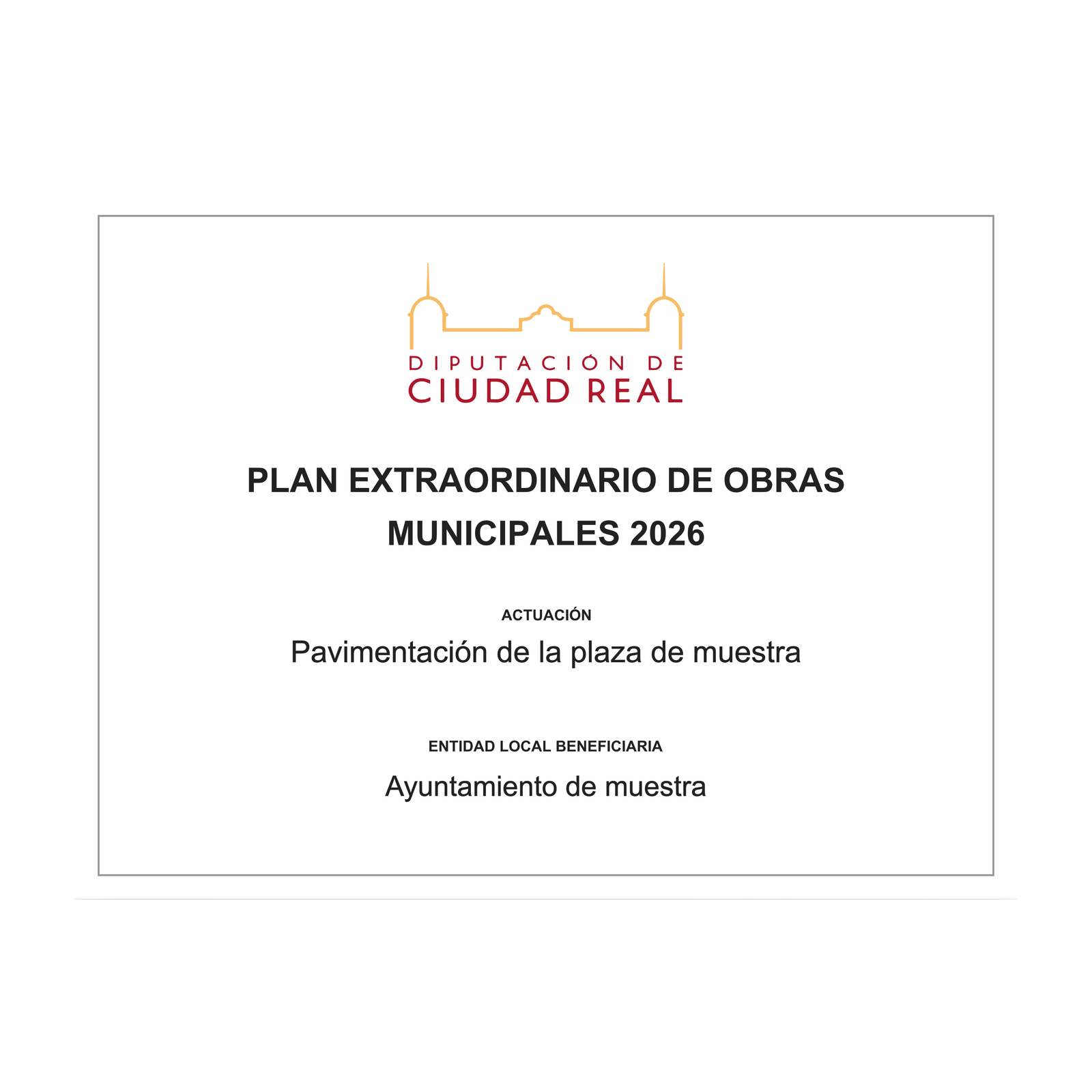 Cartel Plan Extraordinario de Obras Municipales de Ciudad Real 2026