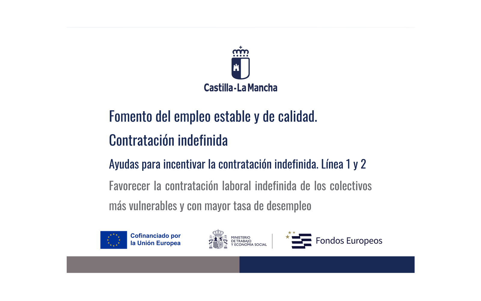 Ejemplo contextual de Cartel del fomento del empleo estable y de calidad de Castilla-La Mancha 2026