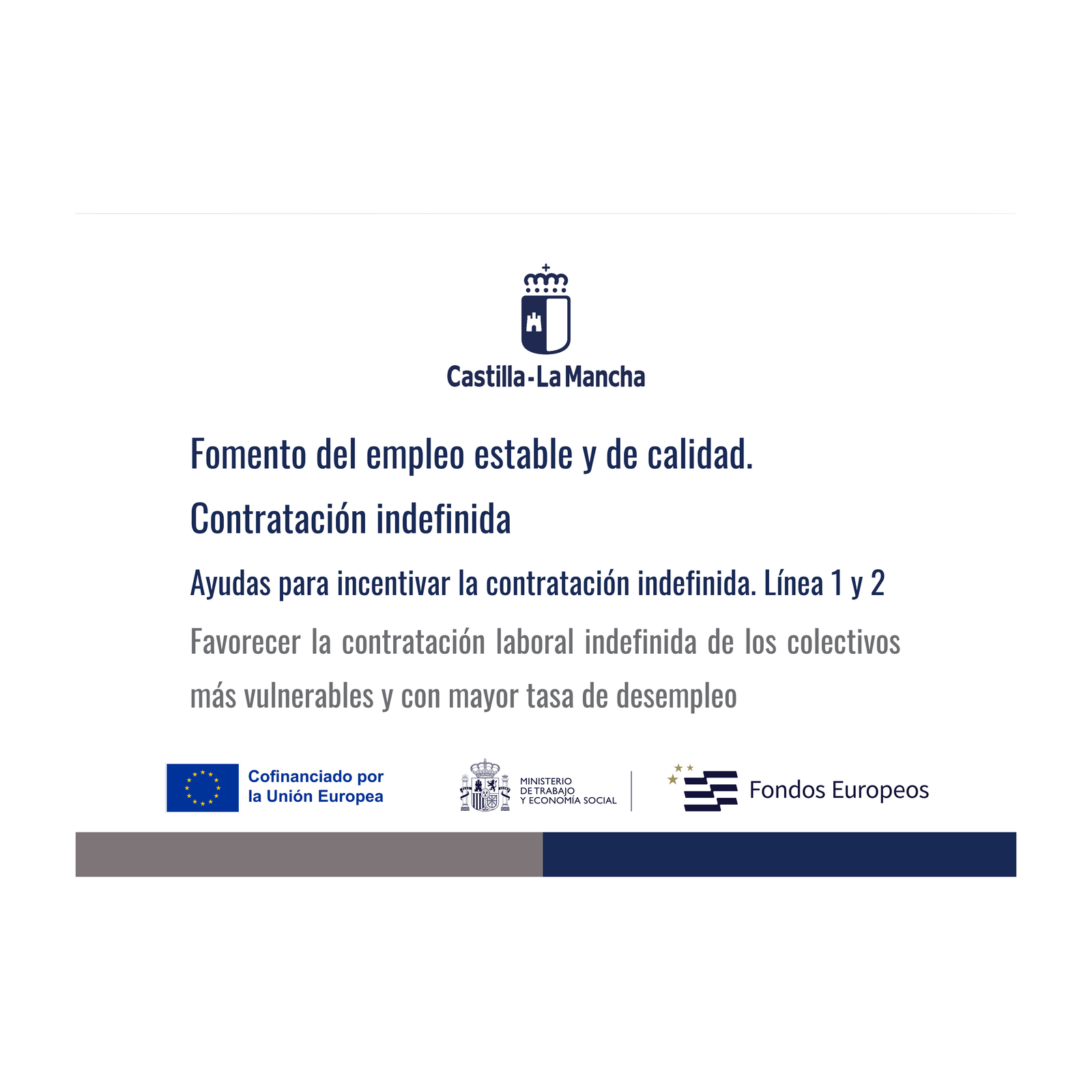 Cartel del fomento del empleo estable y de calidad de Castilla-La Mancha 2026
