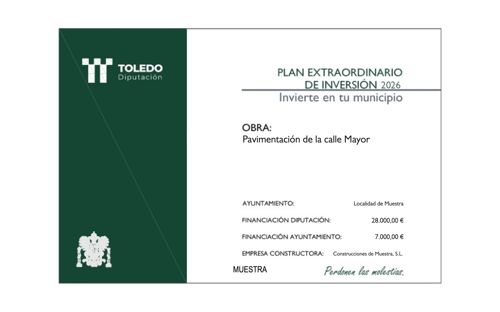Ejemplo contextual de Cartel Plan Extraordinario de Inversión de Toledo 2026
