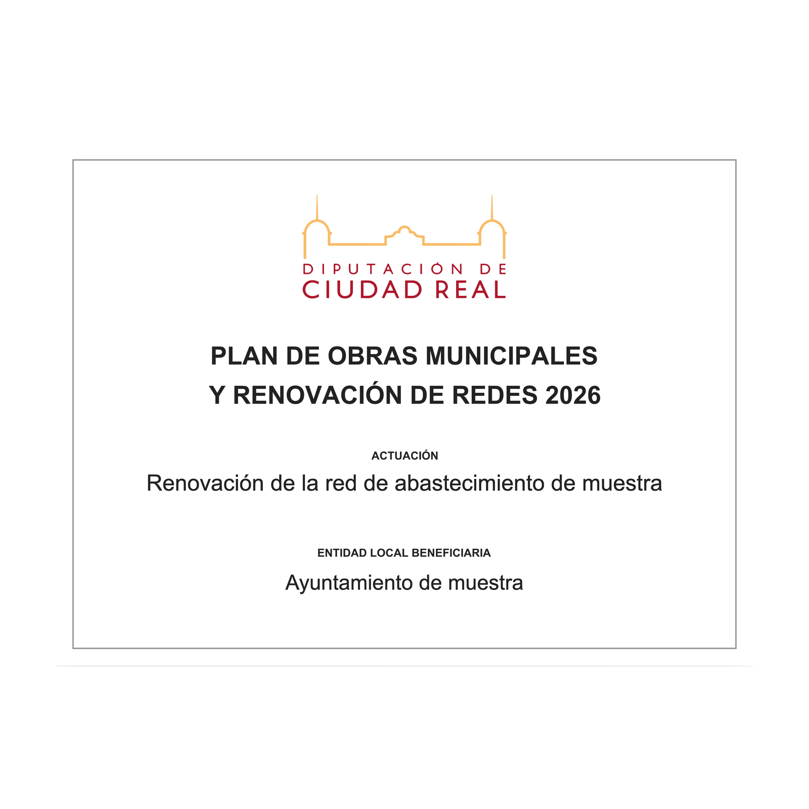 Cartel Plan de Obras Municipales y Renovación de Redes de Ciudad Real 2026