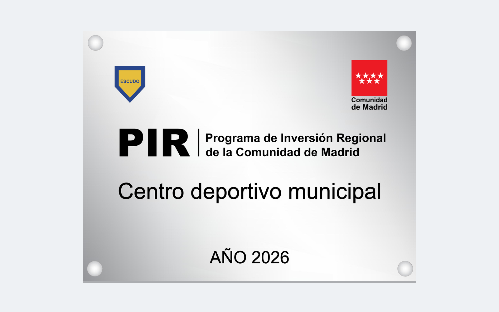 Ejemplo contextual de Placa conmemorativa PIR 2022-2026 de la Comunidad de Madrid