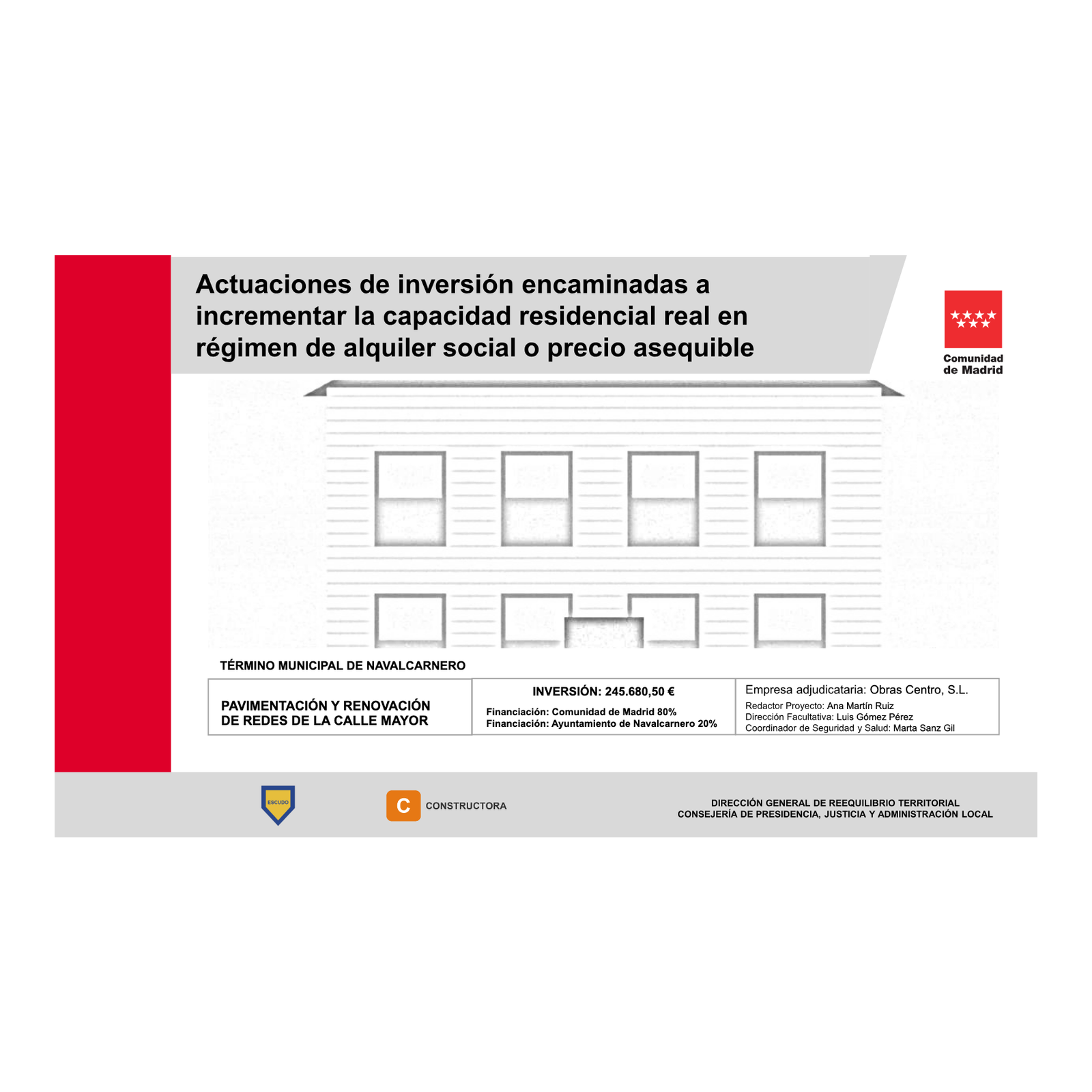 Cartel de actuaciones de capacidad residencial en alquiler social 2026 de la Comunidad de Madrid