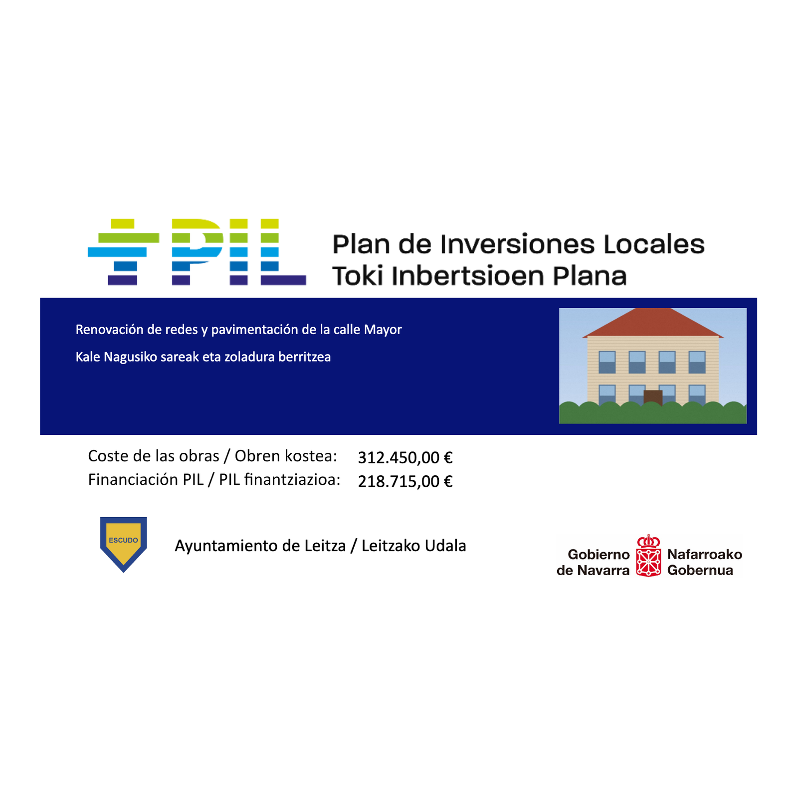 Cartel del Plan de Inversiones Locales 2026-2028 de Navarra