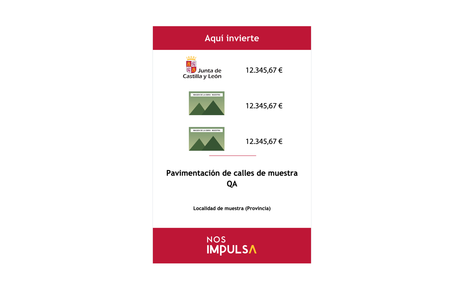 Ejemplo contextual de Valla de obra Fondo de Cohesión Territorial · hasta 1.000 hab.