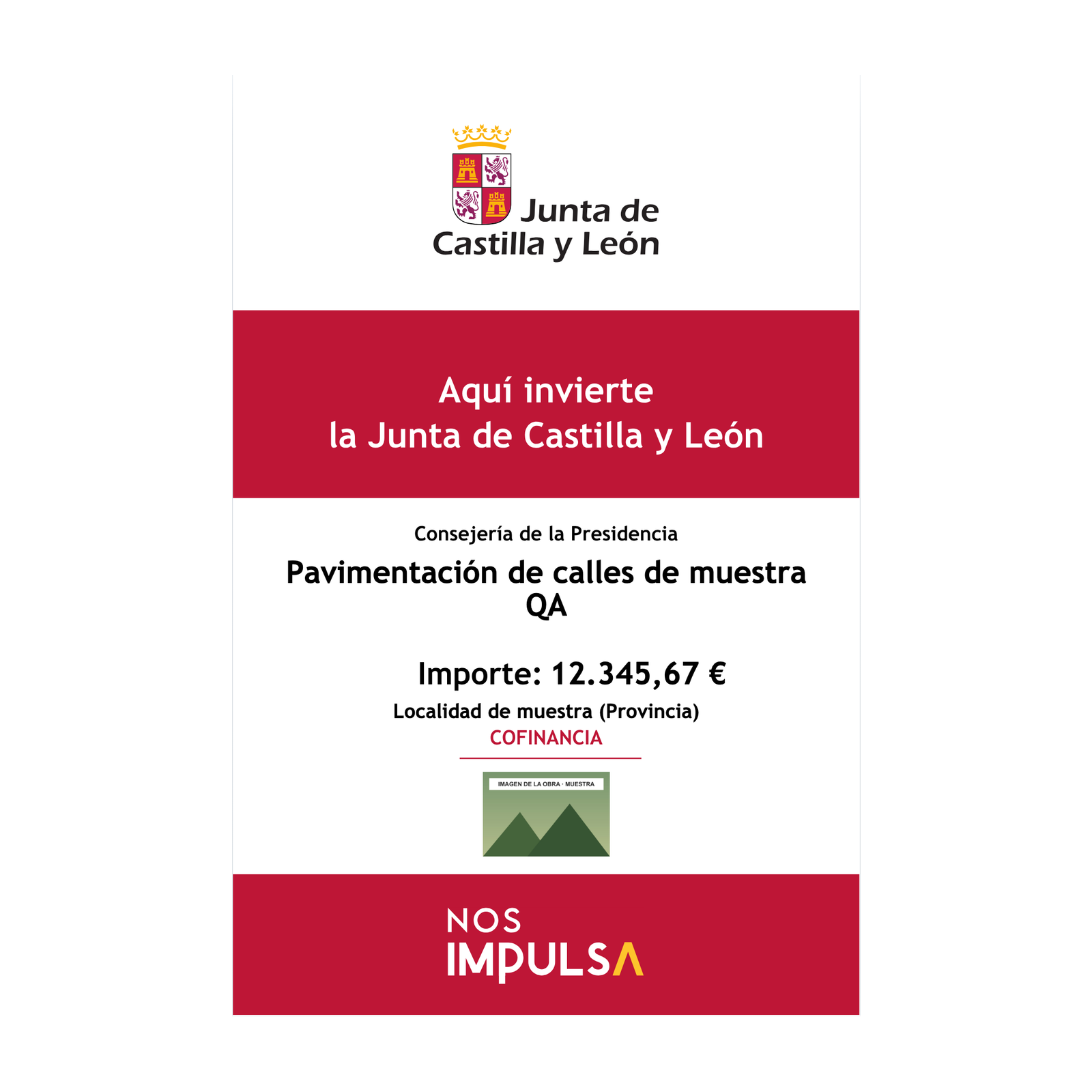 Valla de obra Fondo de Cohesión Territorial · más de 1.000 hab.