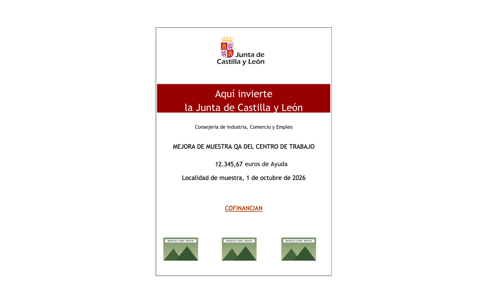 Ejemplo contextual de Cartel mejora de lugares de trabajo 2026 · CyL