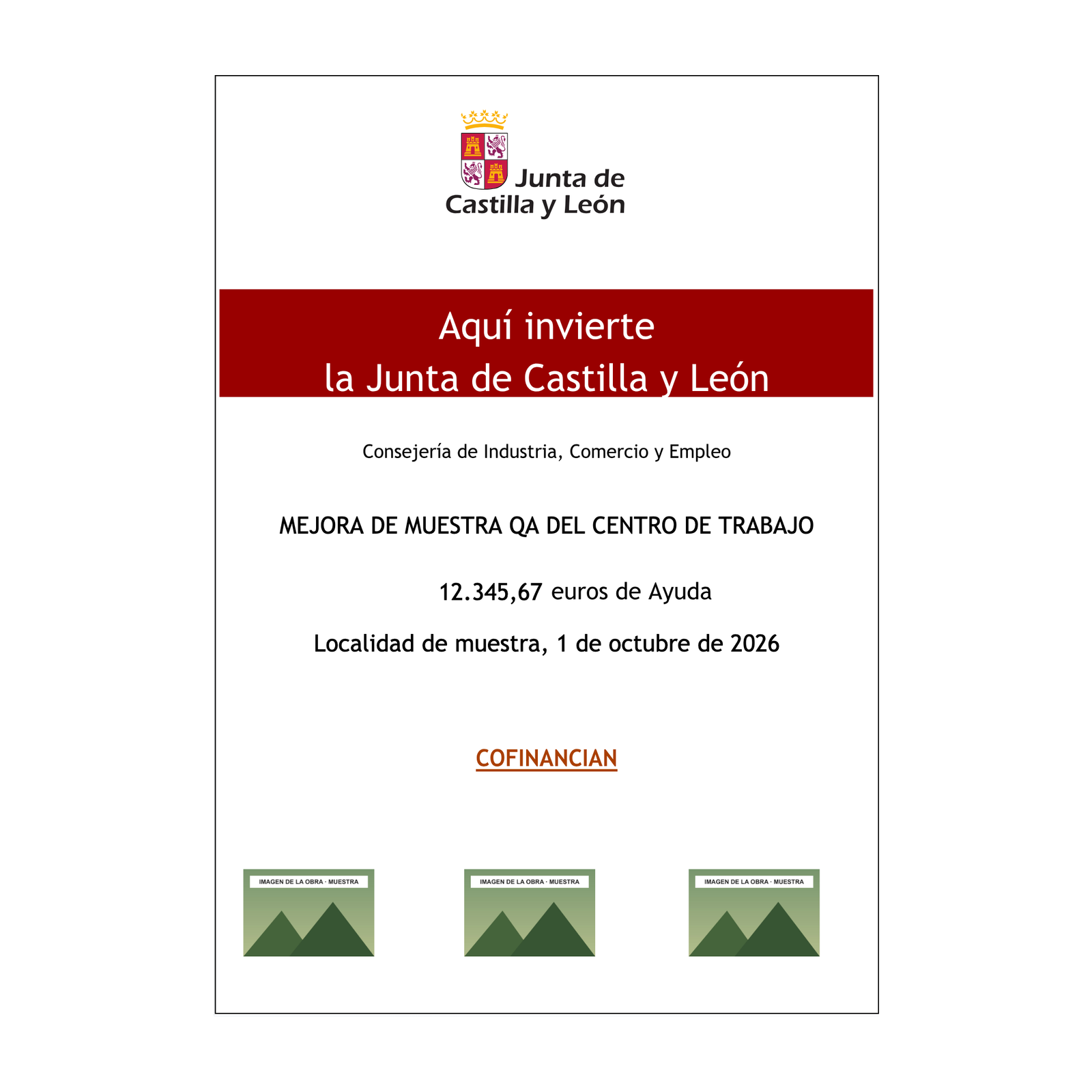 Cartel mejora de lugares de trabajo 2026 · CyL