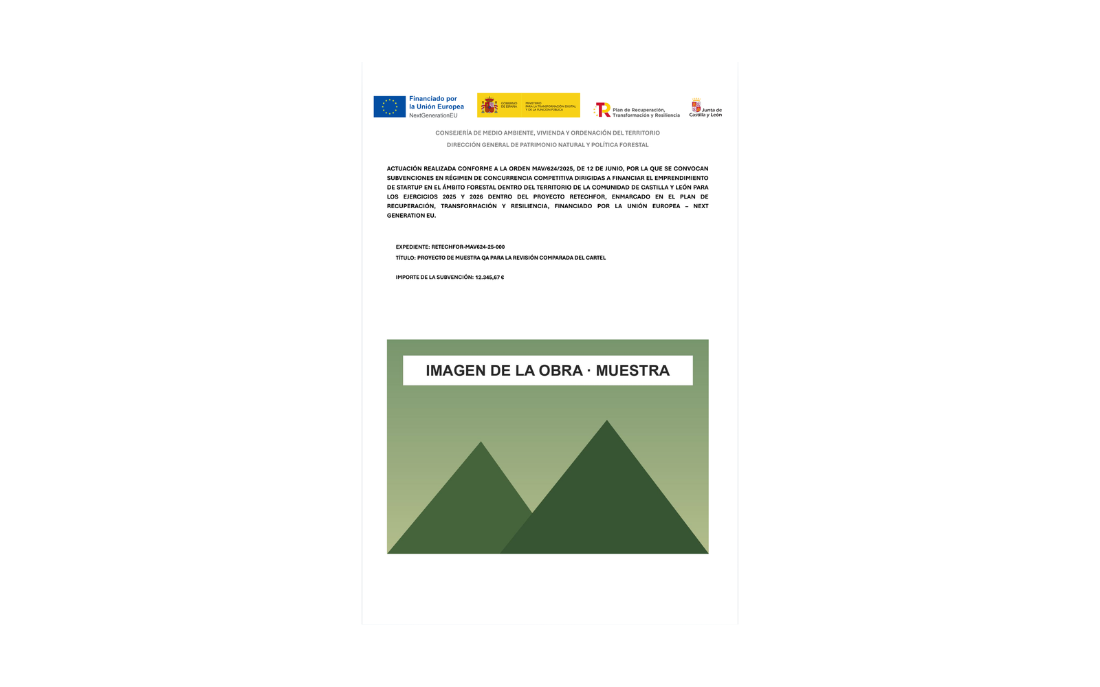 Ejemplo contextual de Cartel de obra RETECHFOR Castilla y León 2025-2026