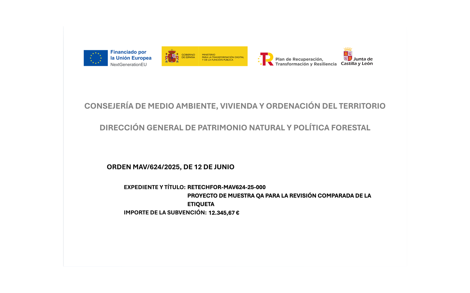 Ejemplo contextual de Etiqueta de equipamiento RETECHFOR Castilla y León