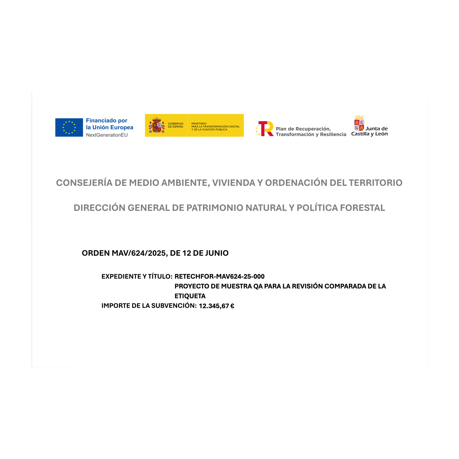 Etiqueta de equipamiento RETECHFOR Castilla y León