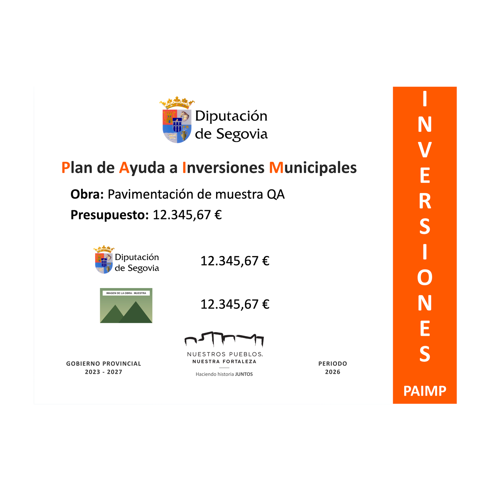 Cartel informativo PAIMP 2026 · Diputación de Segovia