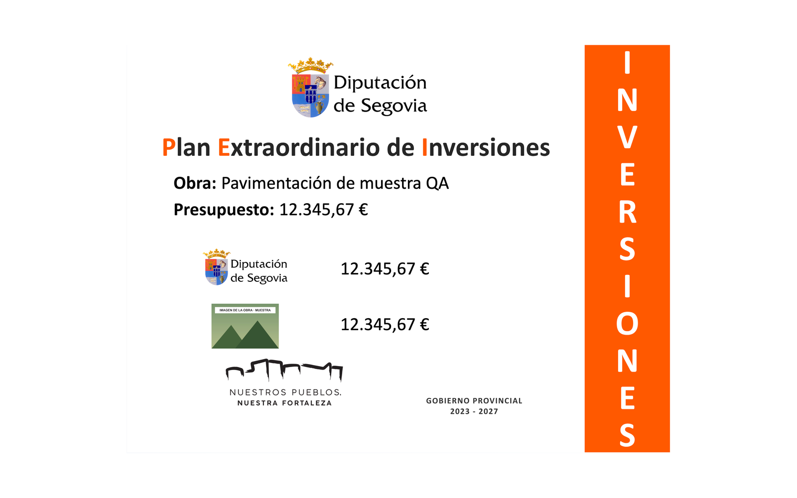 Ejemplo contextual de Cartel informativo PEI 2026-2027 · Diputación de Segovia