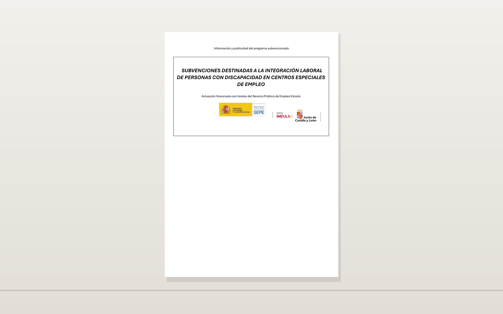 Ejemplo contextual de Cartel CEE inversión y empleo 2026 · Castilla y León