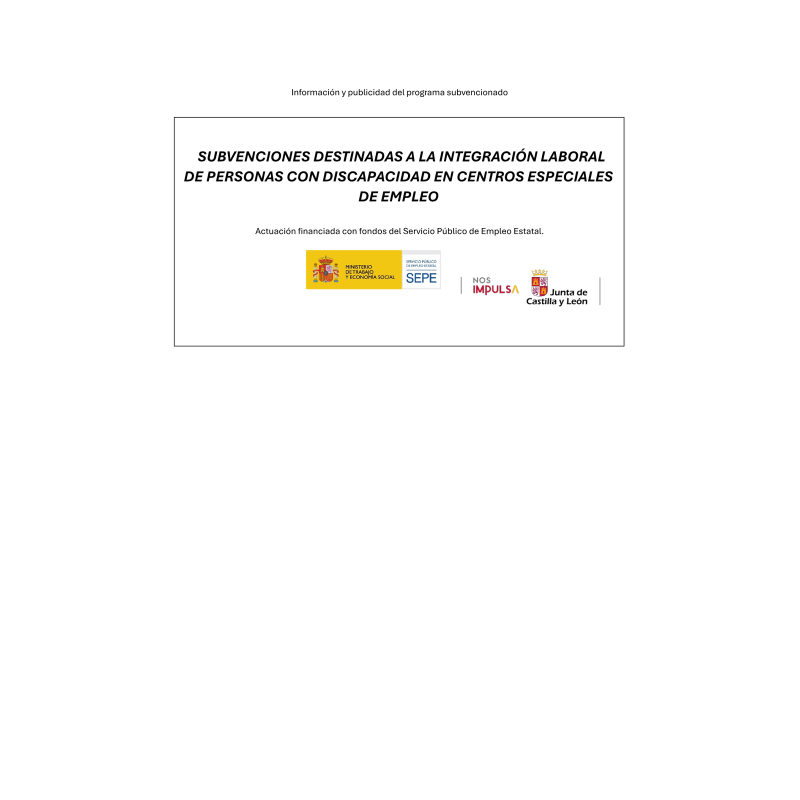Cartel CEE inversión y empleo 2026 · Castilla y León