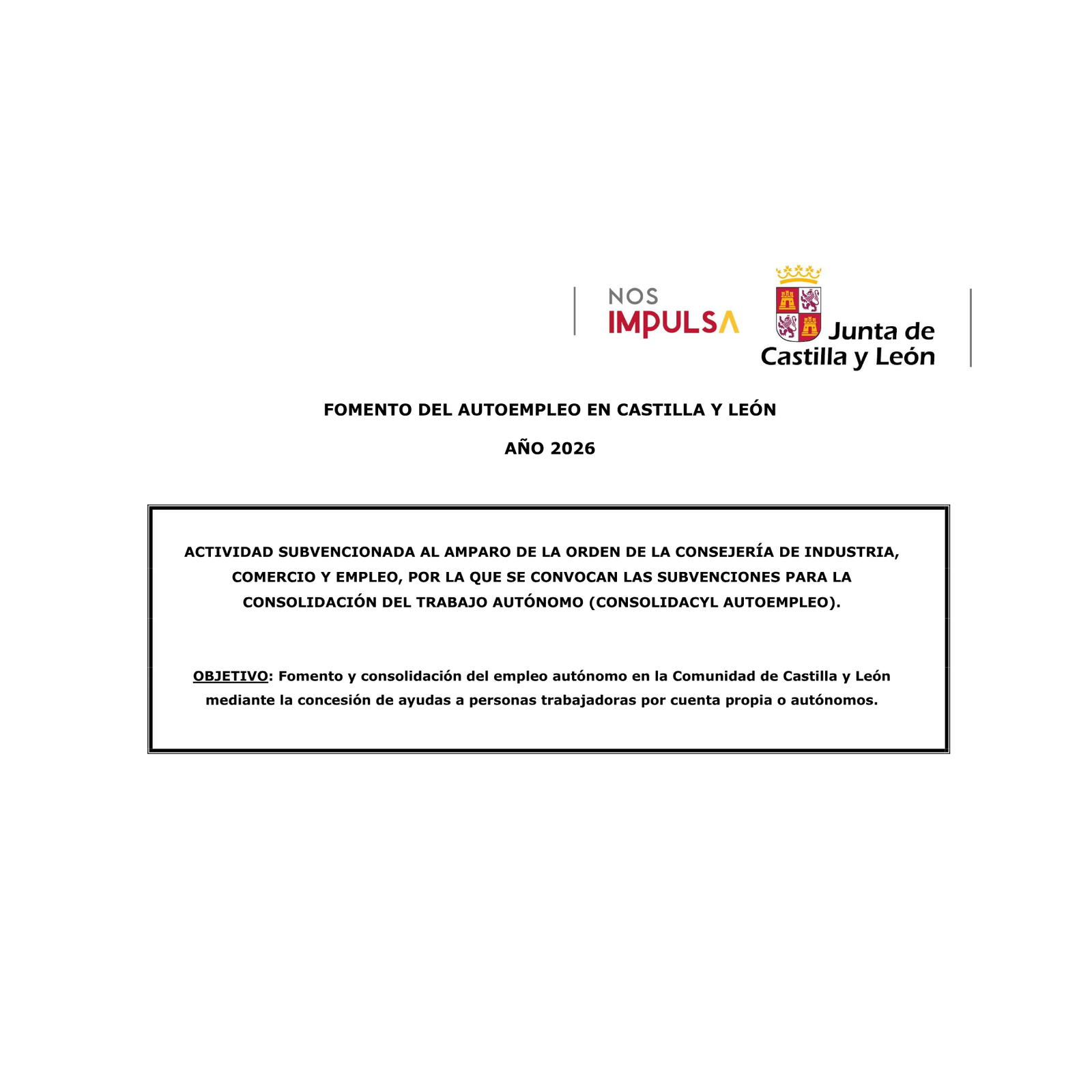Cartel CONSOLIDACYL Autoempleo 2026 de Castilla y León
