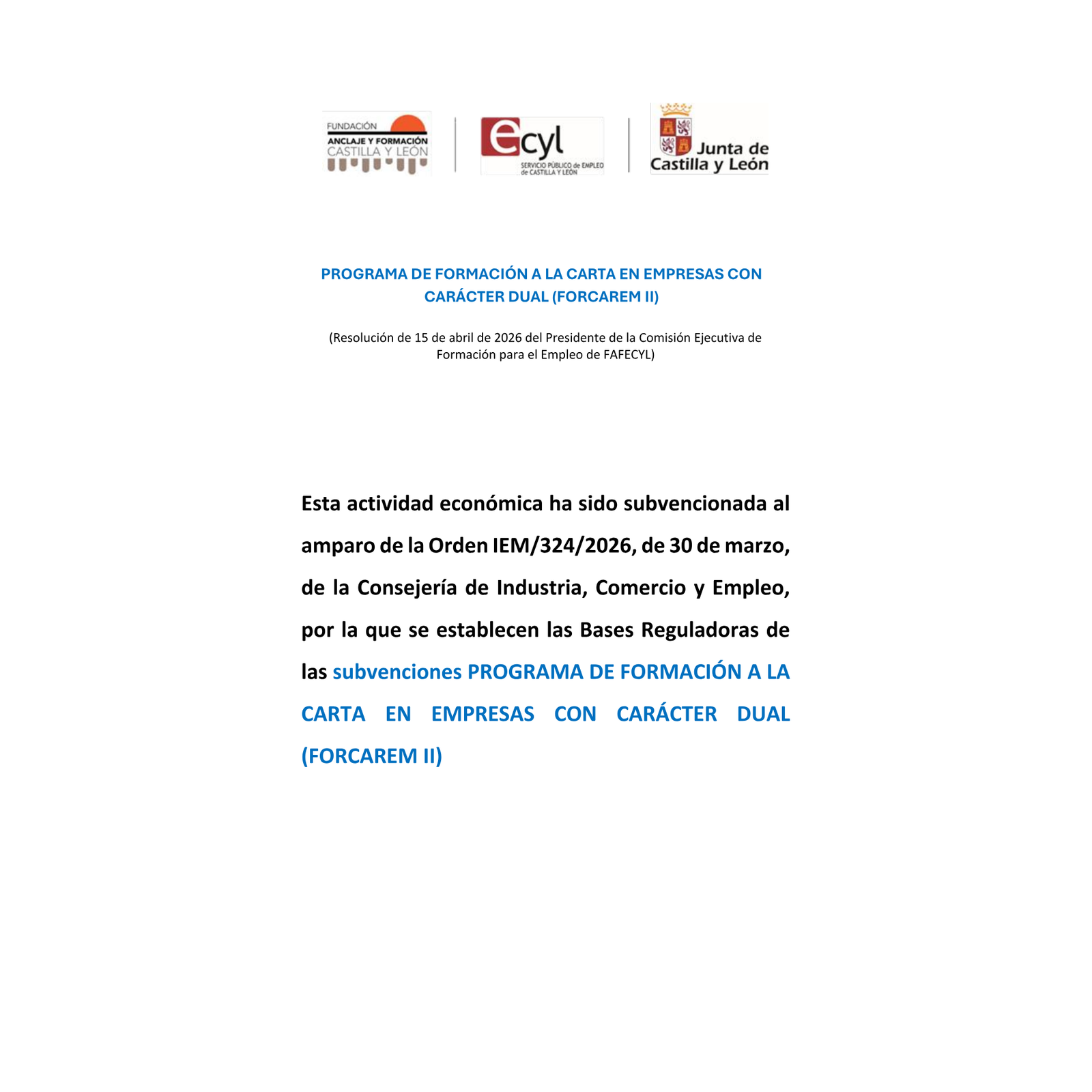 Cartel FORCAREM II 2026 de Castilla y León · modelo I