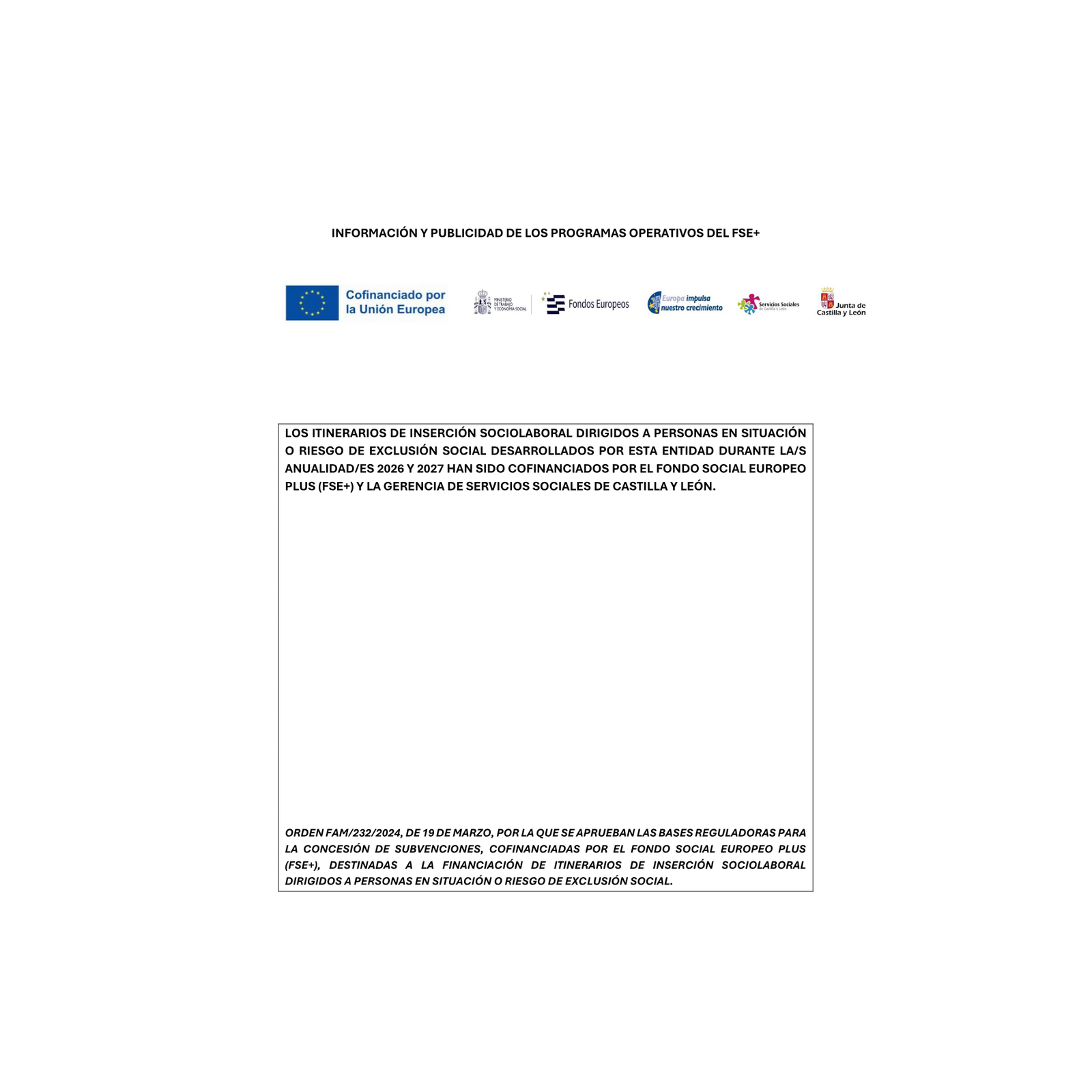 Cartel Itinerarios de Inclusión 2026–2027 · Castilla y León