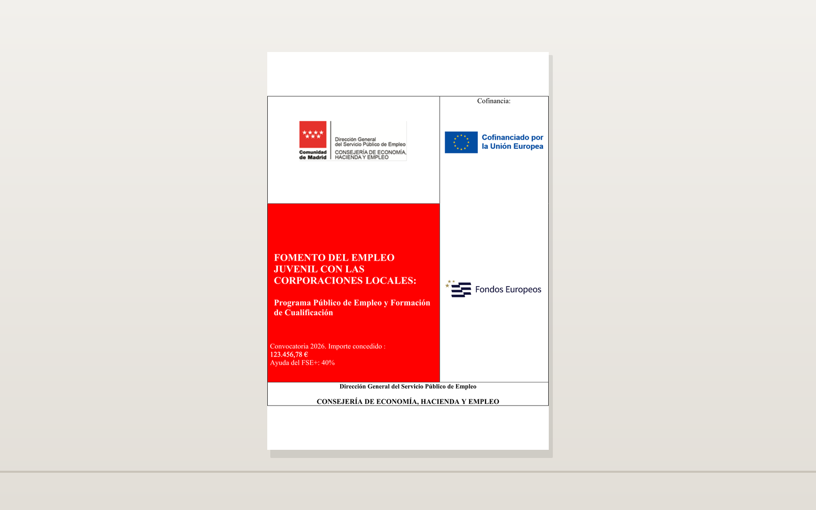 Ejemplo contextual de Cartel Cualificación Juvenil 2026 · Comunidad de Madrid
