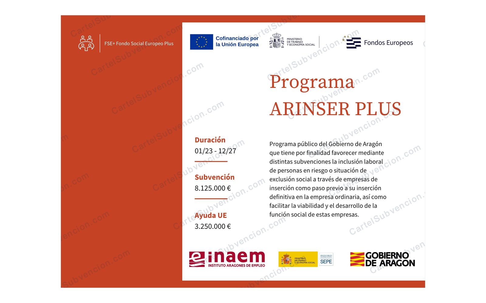Ejemplo contextual de Placa ARINSER PLUS Aragón 2026