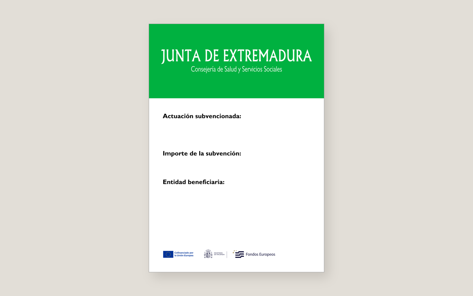 Ejemplo contextual de Cartel de equipamiento de centros municipales de dependencia Extremadura