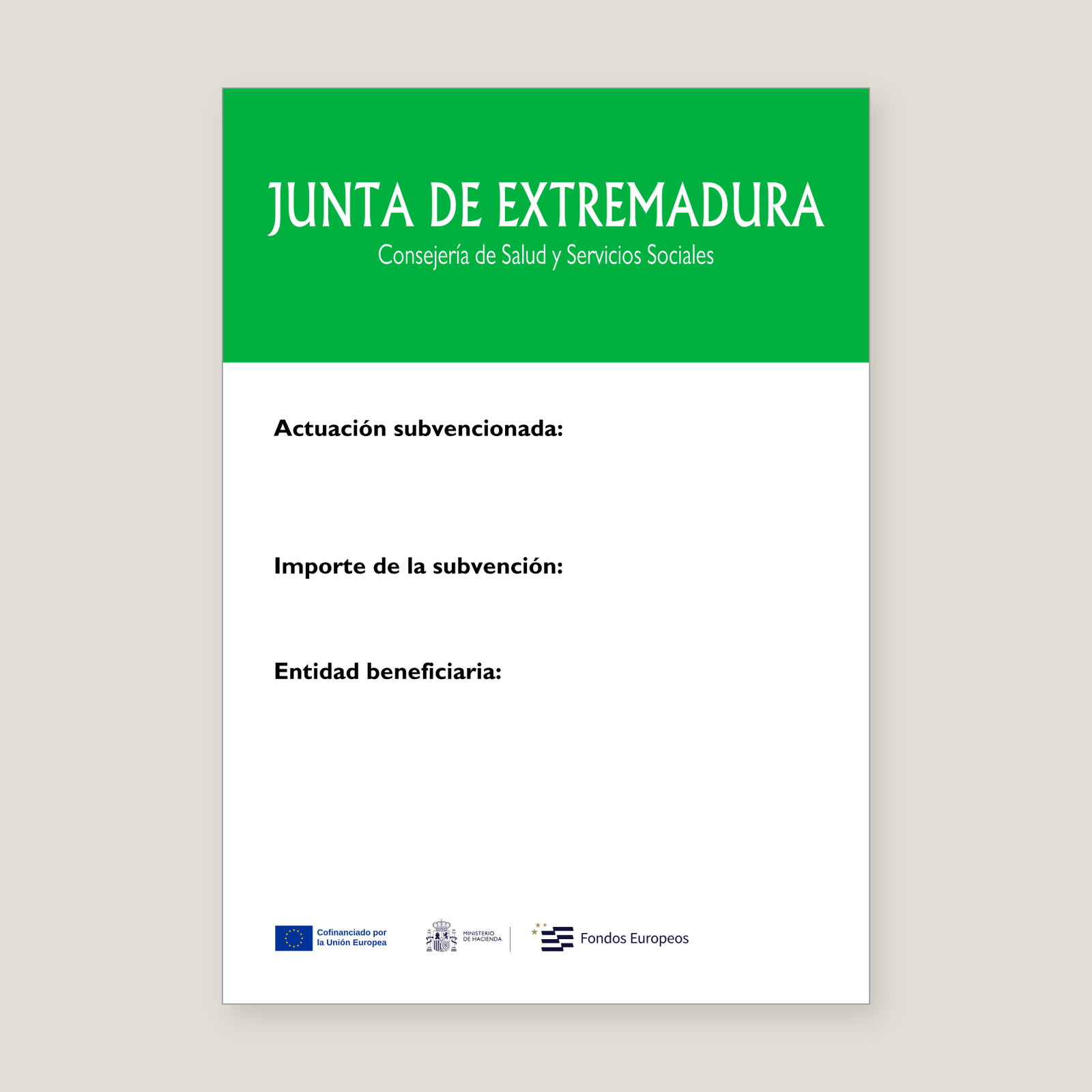 Cartel de equipamiento de centros municipales de dependencia Extremadura