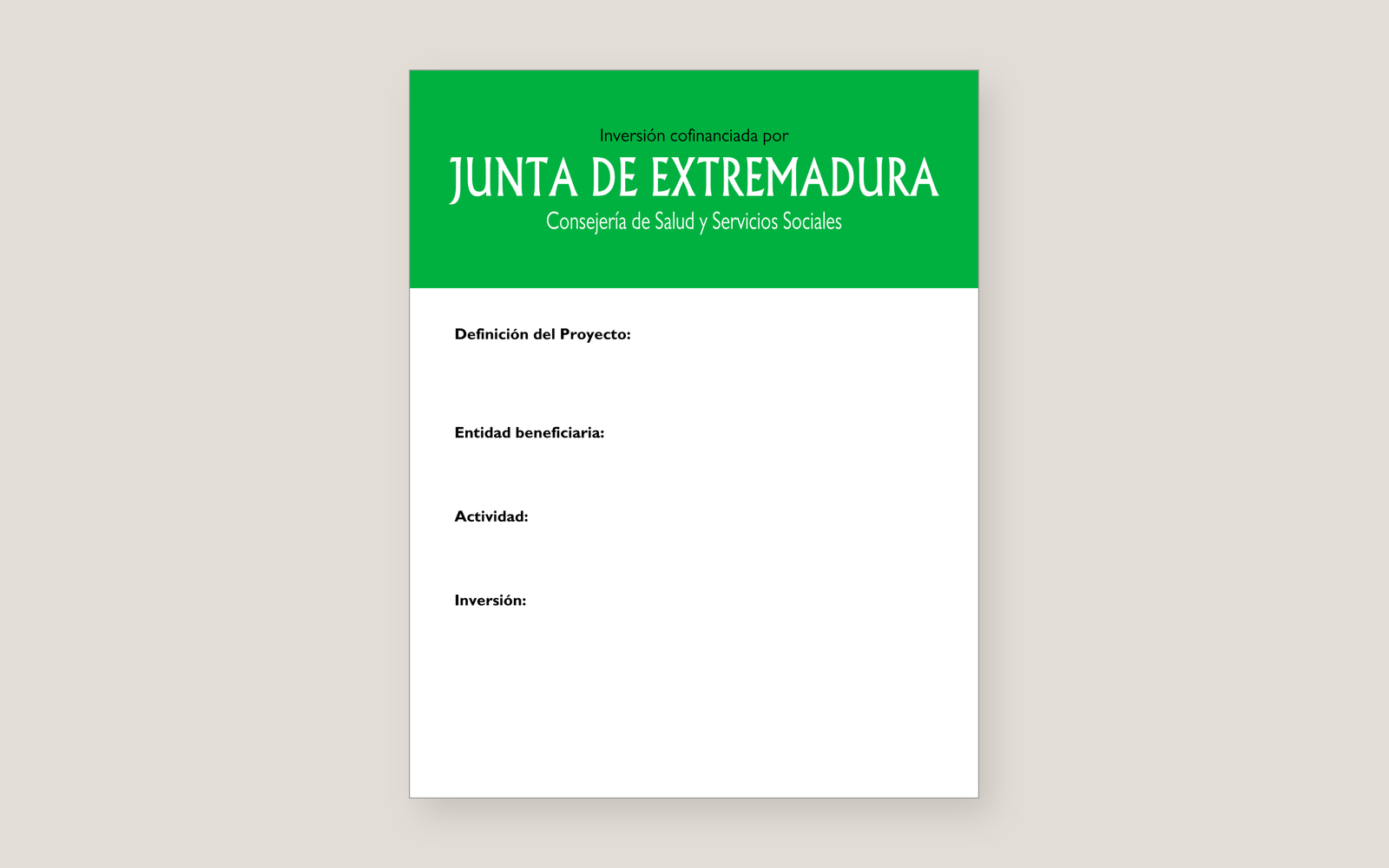 Ejemplo contextual de Cartel de obras en centros municipales de dependencia Extremadura