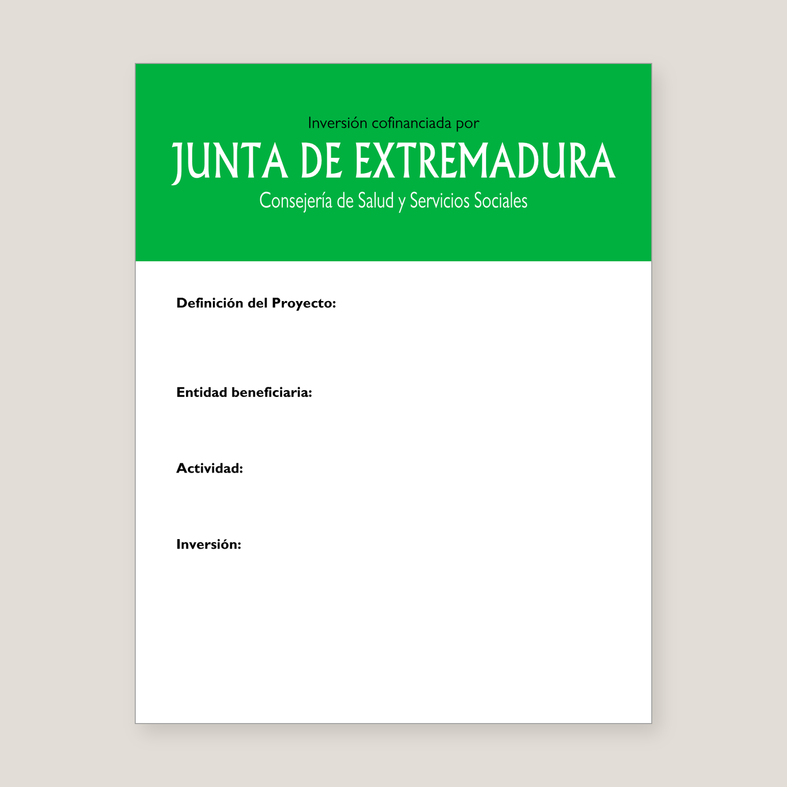 Cartel de obras en centros municipales de dependencia Extremadura