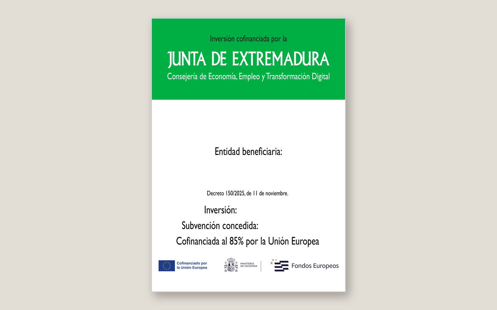 Ejemplo contextual de Cartel de ayudas para campañas de crowdfunding Extremadura