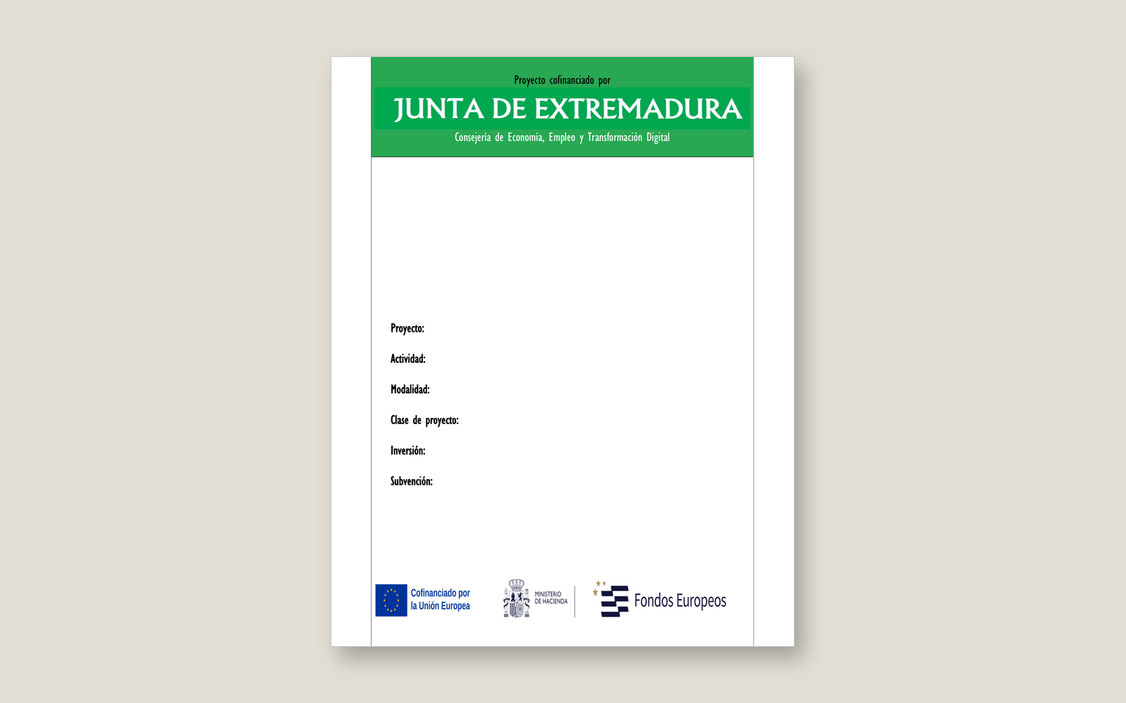 Ejemplo contextual de Cartel de incentivos autonómicos a la inversión empresarial Extremadura
