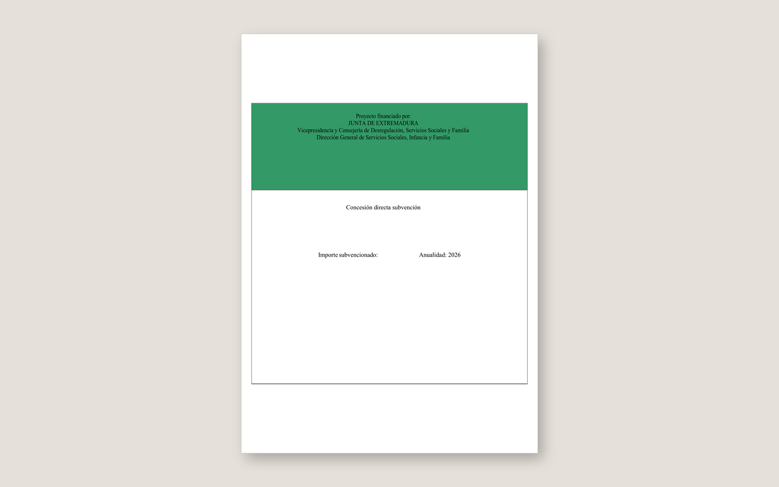 Ejemplo contextual de Cartel de programas sociales de interés regional Extremadura 2026