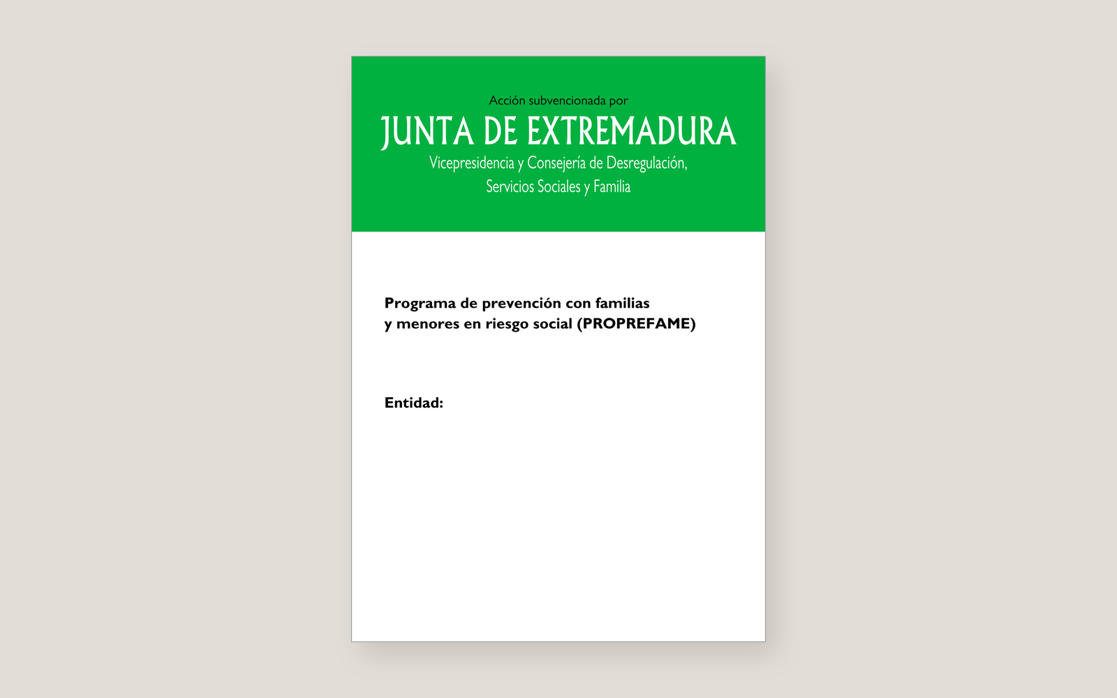 Ejemplo contextual de Cartel del PROPREFAME Extremadura
