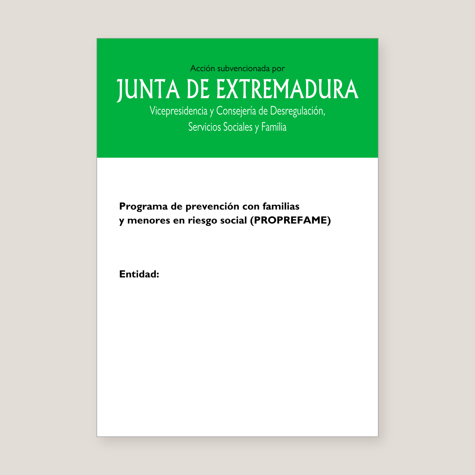 Cartel del PROPREFAME Extremadura