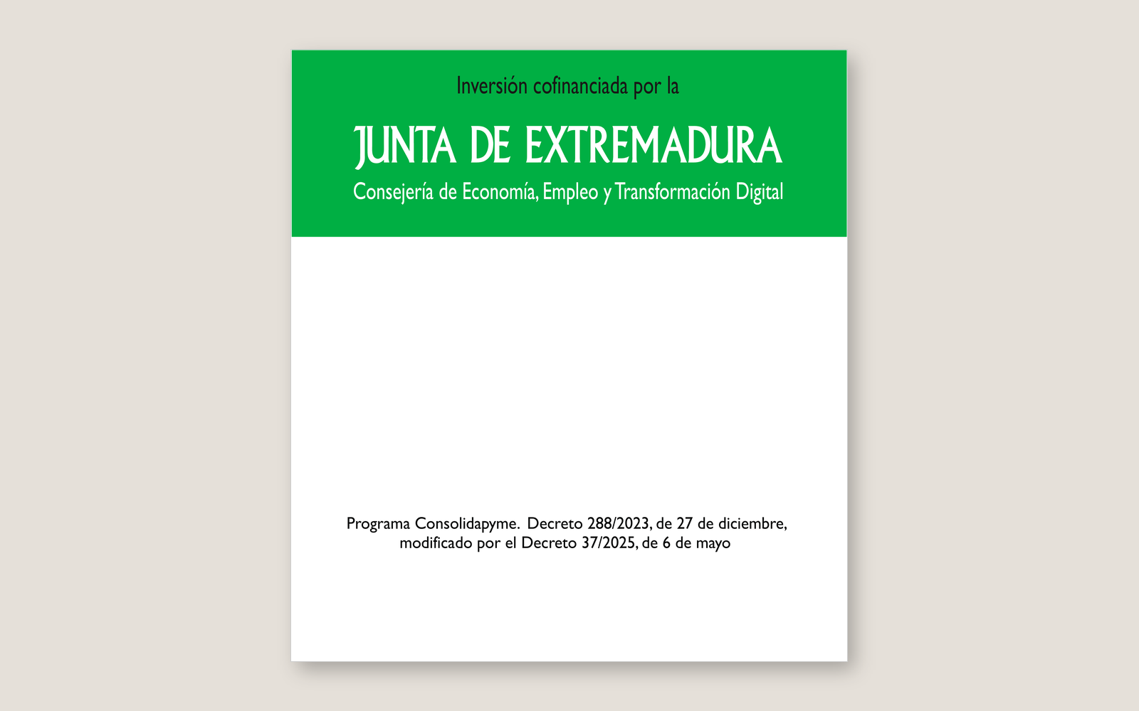 Ejemplo contextual de Cartel CONSOLIDAPYME Extremadura 2026