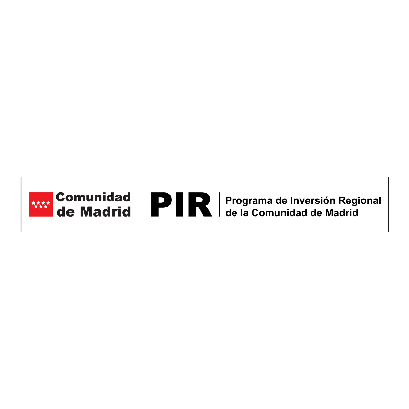 Adhesivo PIR para equipos de la Comunidad de Madrid · 100 × 15 mm