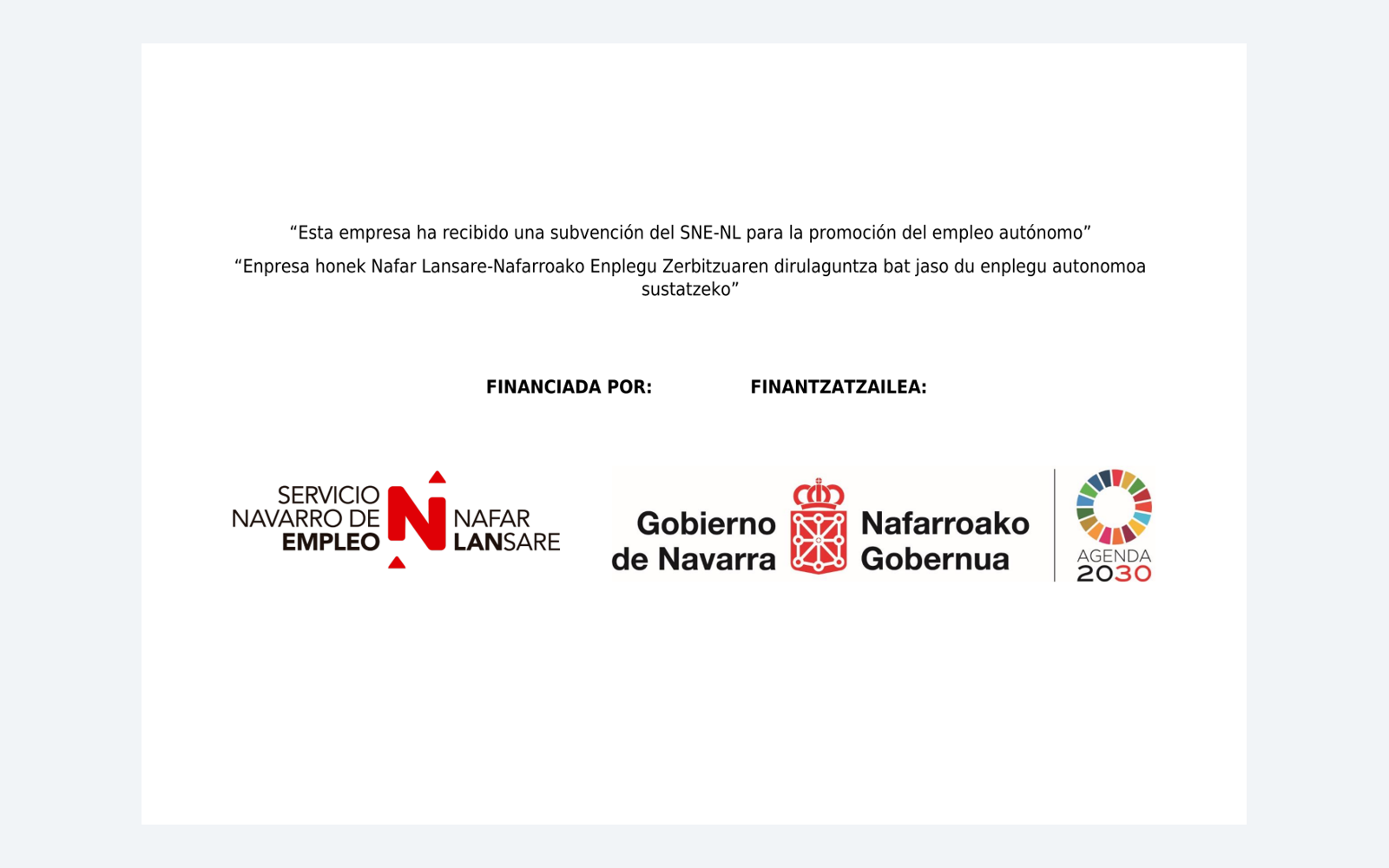 Ejemplo contextual de Cartel de subvención al empleo autónomo de Navarra 2026
