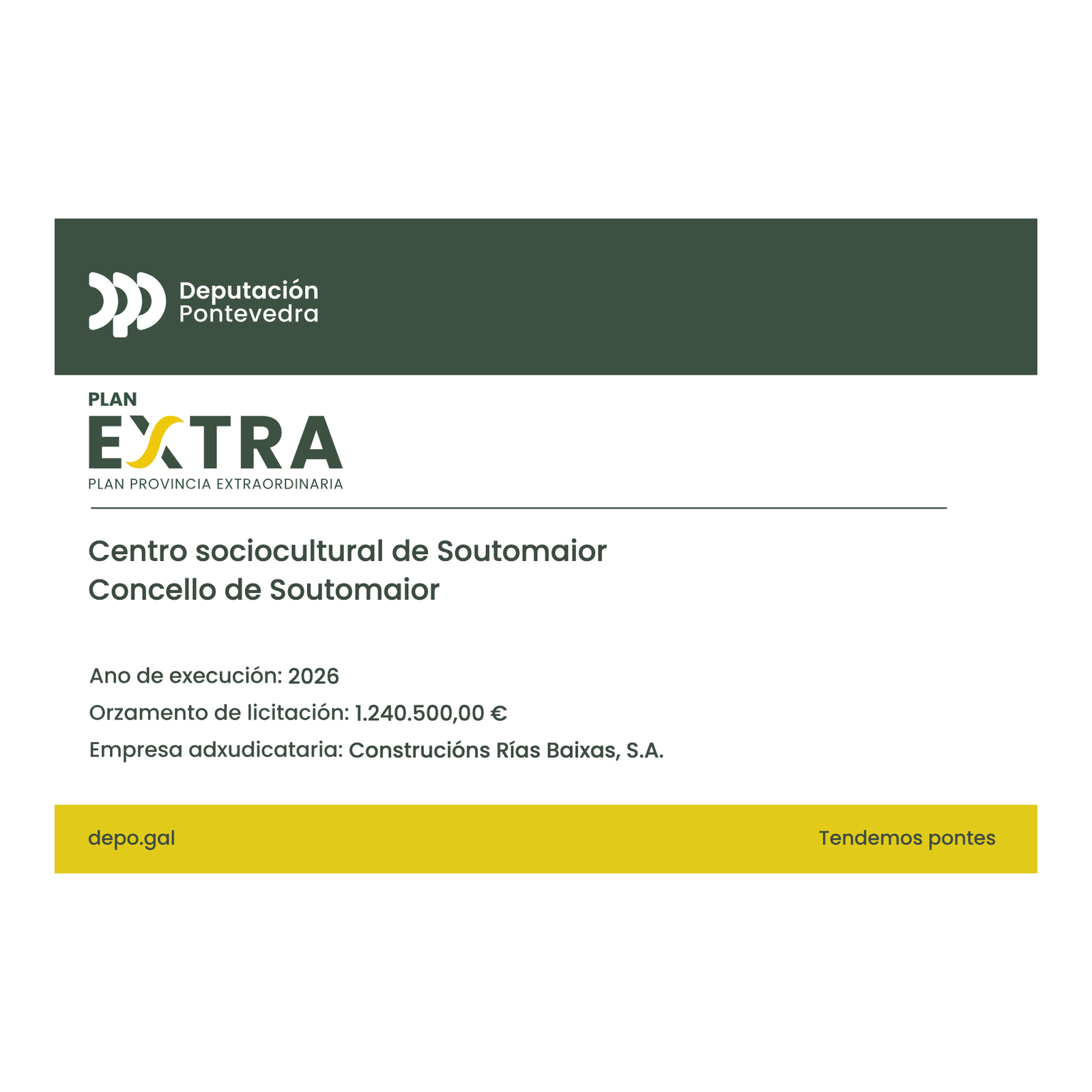 Cartel de obra do Plan Extra · Deputación de Pontevedra