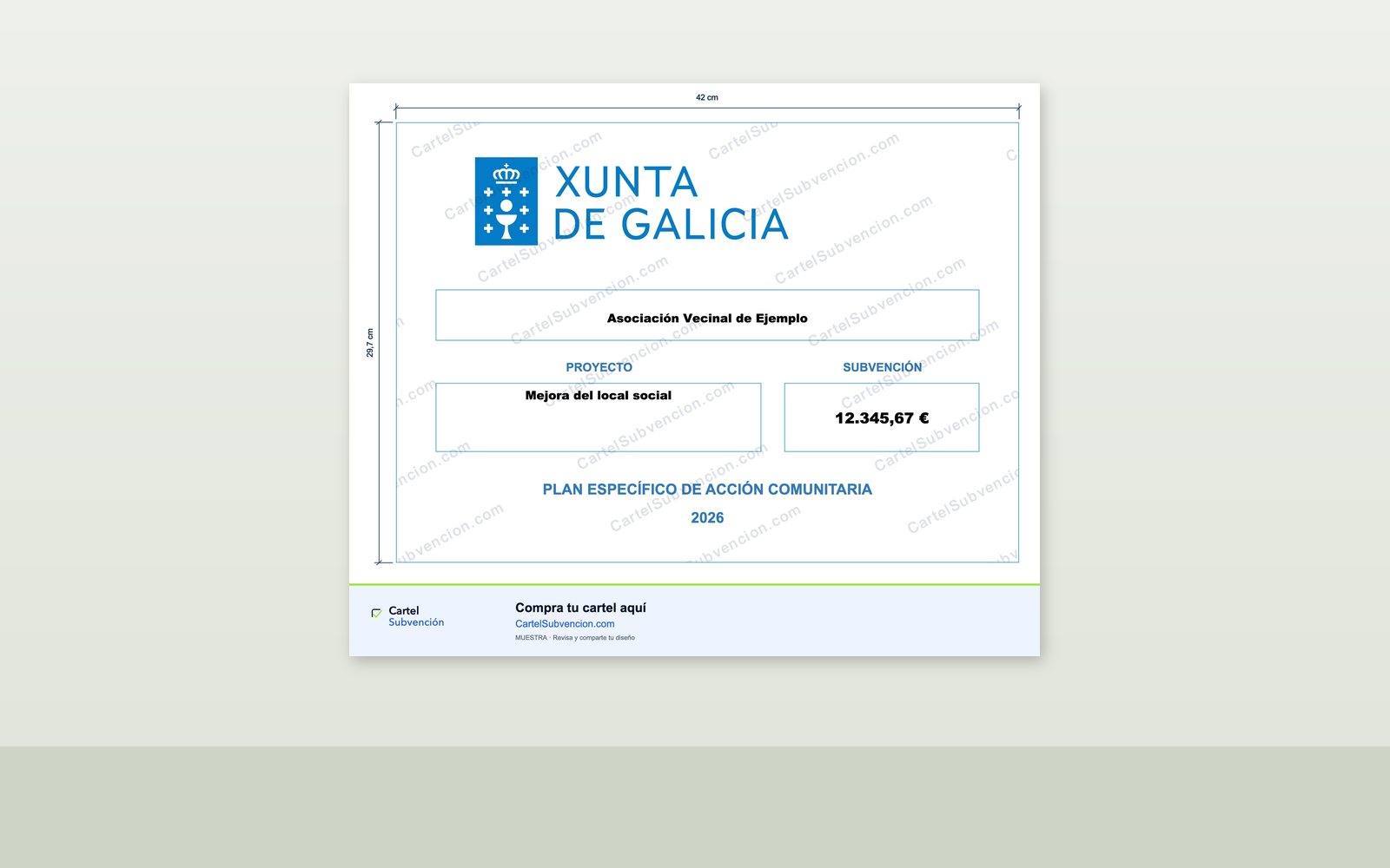 Ejemplo contextual de Cartel Plan de Acción Comunitaria Galicia 2026