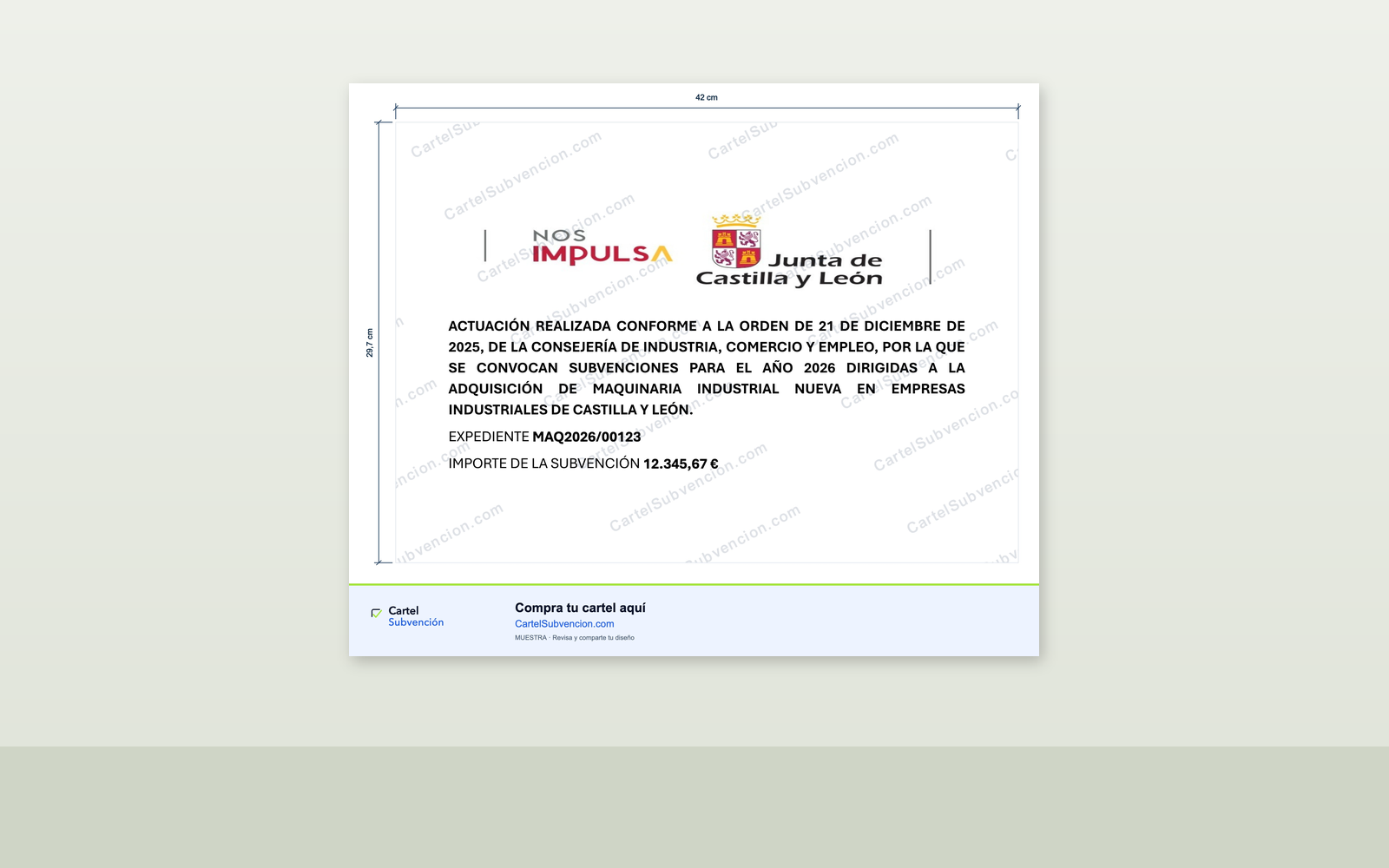 Ejemplo contextual de Cartel maquinaria industrial Castilla y León 2026