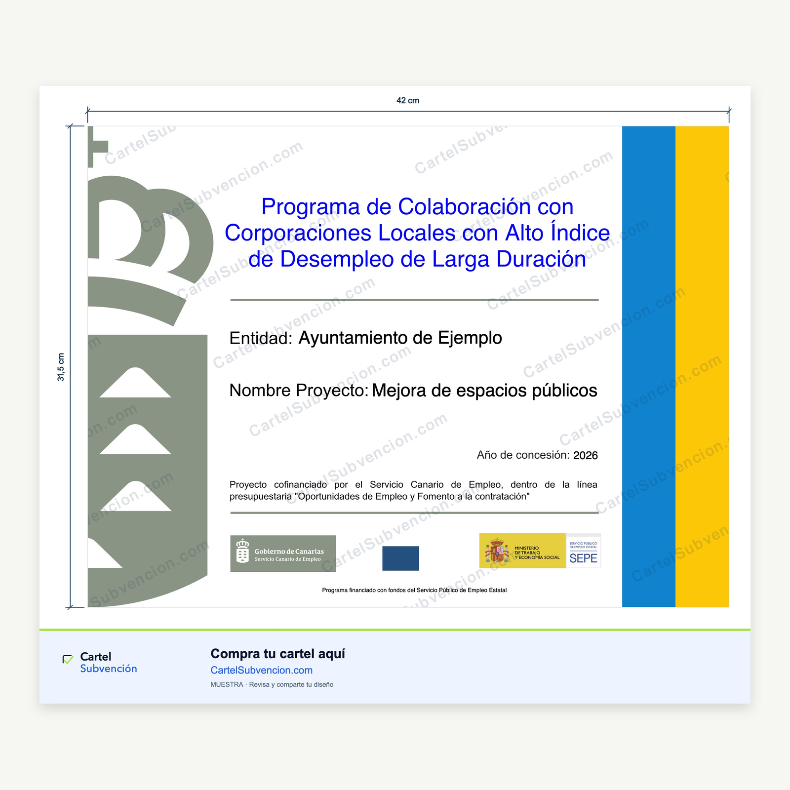 Cartel PLD Canarias 2026 · Desempleo de larga duración