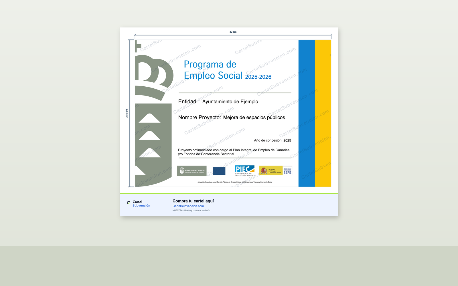 Ejemplo contextual de Cartel PES Canarias · Empleo Social 2025–2026