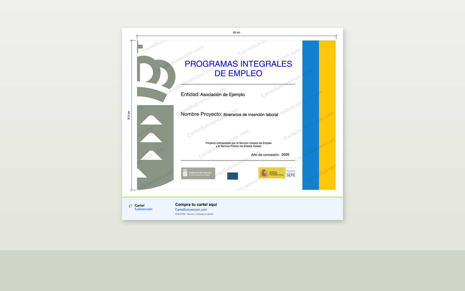 Ejemplo contextual de Cartel PIEm Canarias 2026 · Programas Integrales de Empleo